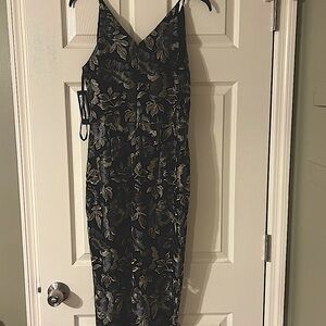 Women’s midi-length black/gold formal dress